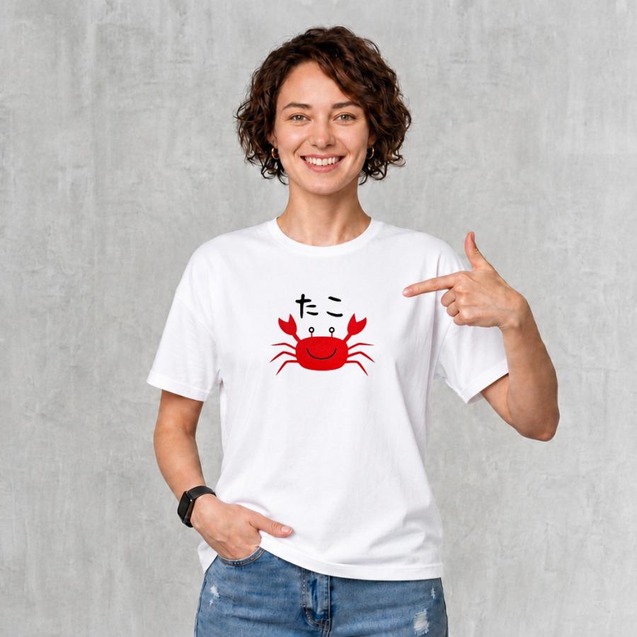 たこ かに Tシャツ 半袖 白 黒 大阪名物 なんでやねん ギャグ ネタ