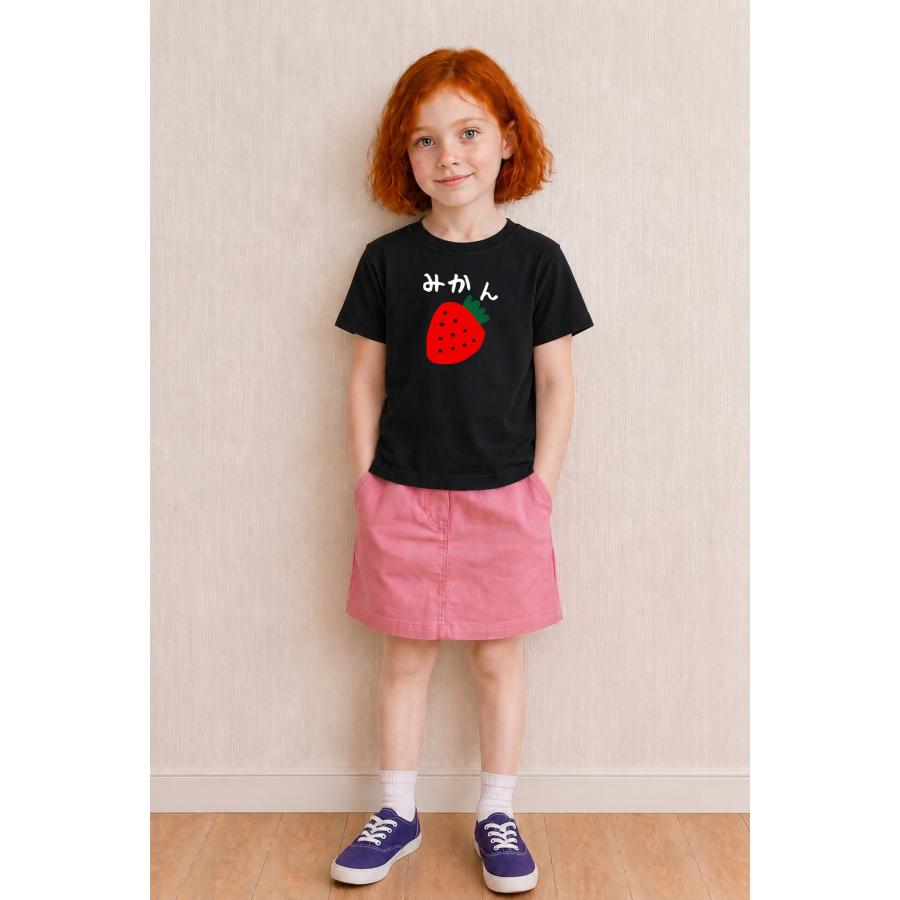 みかん いちご 大人 キッズ Tシャツ 子供服 半袖 白 黒 大阪名物