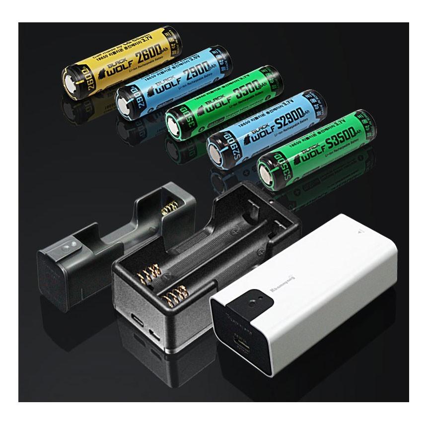 BLACK WOLF 電池充電器セット 18650リチウムイオン電池 (大容量