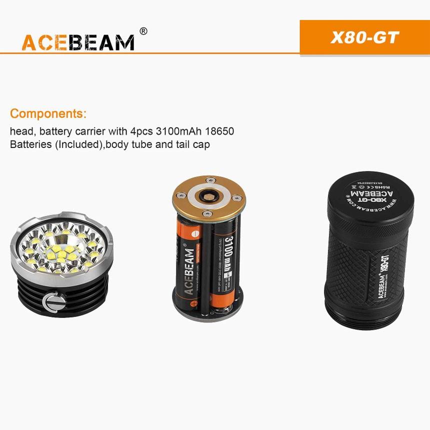 ACEBEAM X80-GT LEDハンディライトエースビーム ブラック 充電式