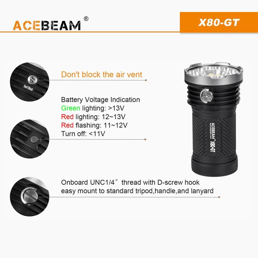 ACEBEAM X80-GT LEDハンディライトエースビーム ブラック 充電式