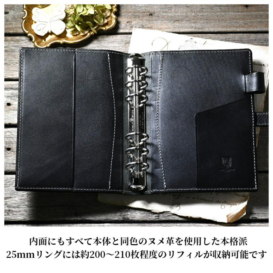 本革ミニ6システム手帳20㎜リングハンドメイド一点物＃04