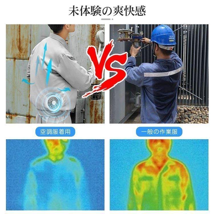 空調作業服 扇風機付き 大風量 ワークマン ワークウェア　室外作業 クールベス 作業服 給電　4段階風速 熱中症対策 紫外線対策 夏 ゴルフ のら仕事｜blanc-emulet｜05