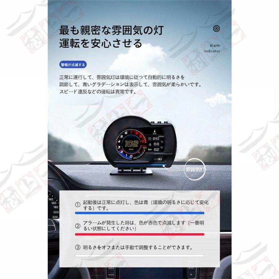 多機能メーター 最先端 メーター スピードメーター 簡単取り付け 多機能 車載 タコメーター GPS OBD2 両モード HUD 12V 追加メーター AP-6 日本語取説｜blanc-emulet｜05