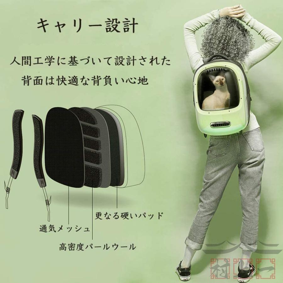 ペットバッグ 猫のハンドバッグ キャリングケース 通気性に優れ ジャンプ防止機能 人間工学に基づいた内蔵ライト、小型犬用軽量（グリーン） 