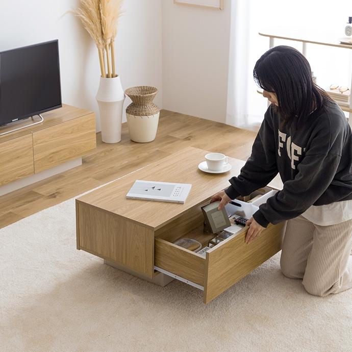 センターテーブル ローテーブル テーブル 幅85cm 収納付き 引き出し