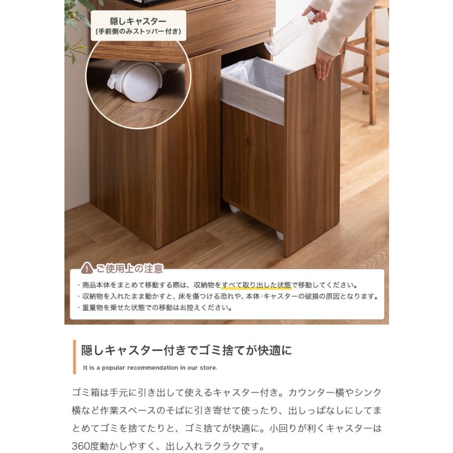 キッチンカウンター 幅75 ゴミ箱付き 45L 分別 3分別 ダストボックス