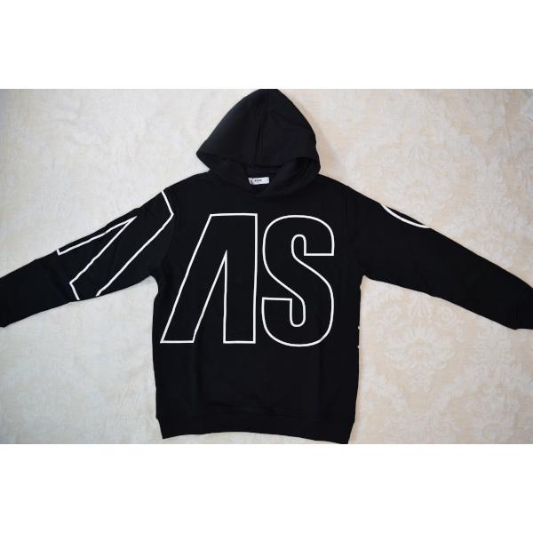 MSGM エムエスジイエム ビッグロゴ パーカー コットン キッズ 14Y ブラック 025304の画像