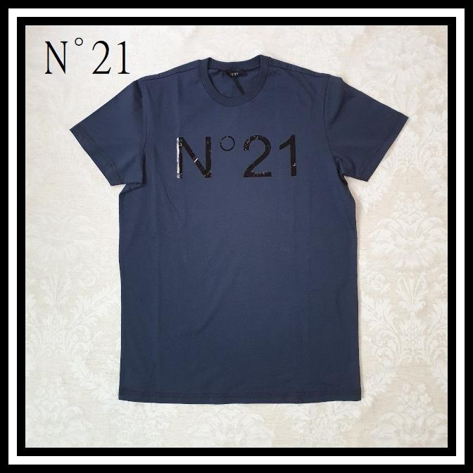 N°21 ヌメロ ヴェントゥーノ ロゴ ストレッチコットン Tシャツ キッズ 12Y・14Y・16Y ネイビー N21032N0003