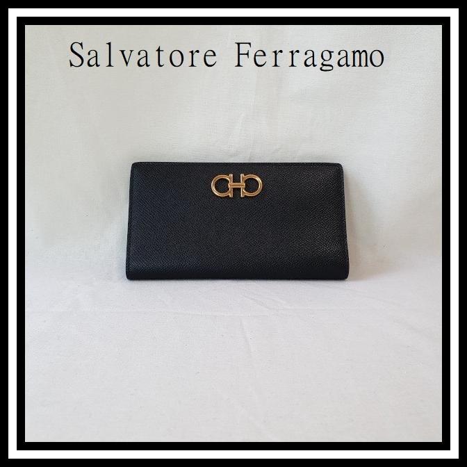 Salvatore 長財布 Ferragamo サルヴァトーレフェラガモ ガンチーニ 長財布 財布 帽子 ファッション小物 ブラック 22d779 ブランコ