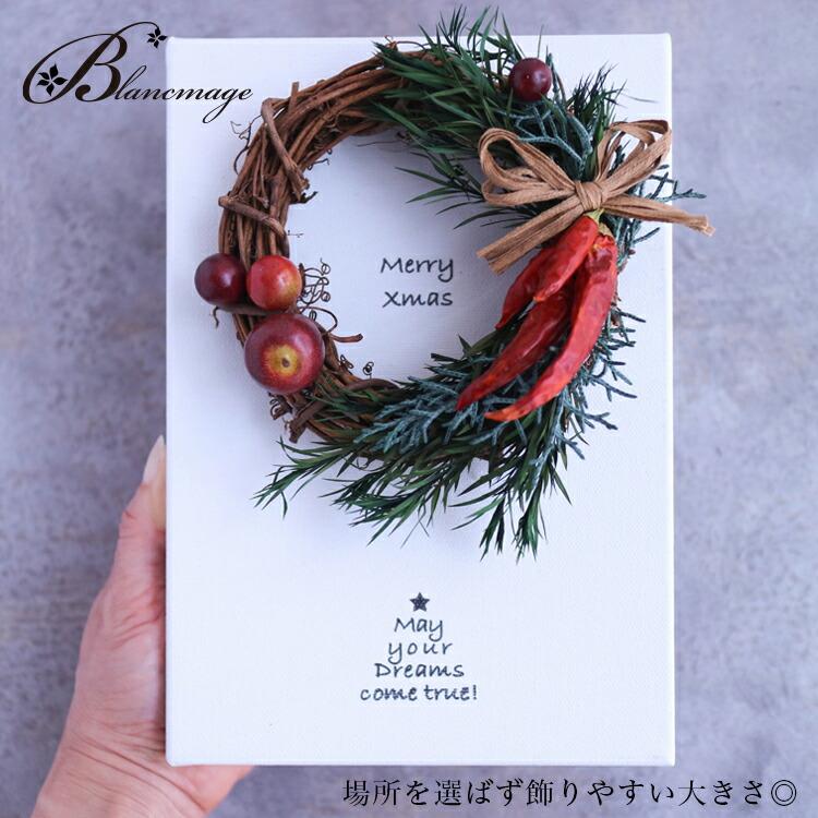 クリスマス リース キャンバス りんごととうがらしのシンプルリース SM