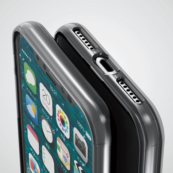 ELECOM iPhone XS iPhone X ハイブリッドケース ガラス ブラッククリア スタンダード 背面透明度が高く美しいリアルガラス TPUとガラスの2種構造 PM-A18BHVCG1BK｜blankmedia｜02