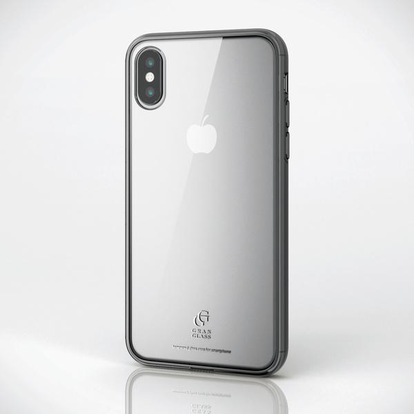 ELECOM iPhone XS iPhone X ハイブリッドケース ガラス ブラッククリア スタンダード 背面透明度が高く美しいリアルガラス TPUとガラスの2種構造 PM-A18BHVCG1BK｜blankmedia｜04