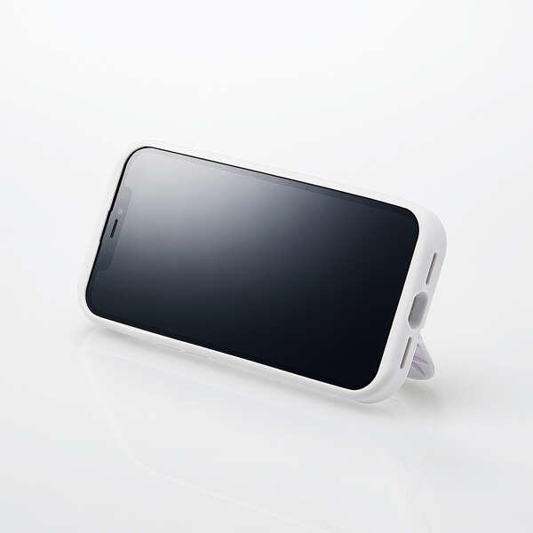 ELECOM iPhone 13 Pro 3眼用 ホワイトフレーム 背面コンパクトに折畳めるスタンドが付いた動画視聴が快適なハイブリッドケース PM-A21CHVSTWH｜blankmedia｜03