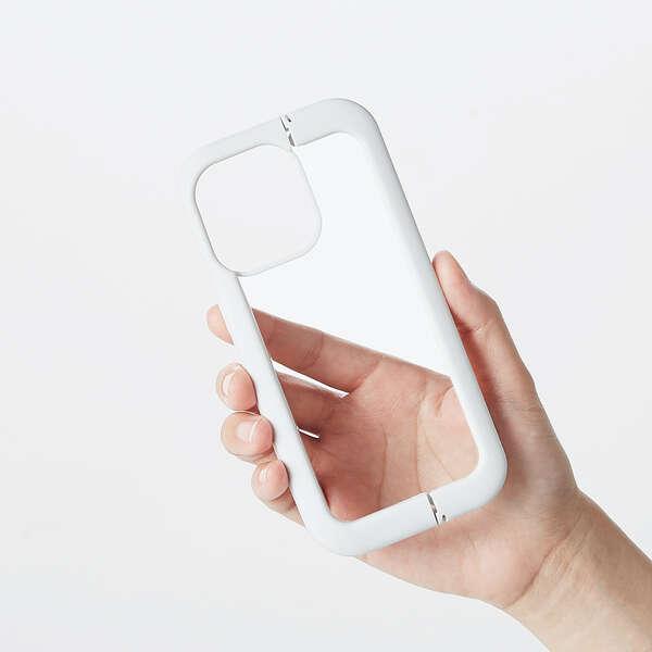ELECOM iPhone 13 Pro 3眼用 ホワイトフレーム 背面コンパクトに折畳めるスタンドが付いた動画視聴が快適なハイブリッドケース PM-A21CHVSTWH｜blankmedia｜05