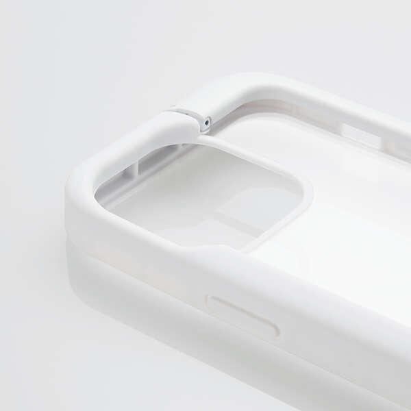 ELECOM iPhone 13 Pro 3眼用 ホワイトフレーム 背面コンパクトに折畳めるスタンドが付いた動画視聴が快適なハイブリッドケース PM-A21CHVSTWH｜blankmedia｜08