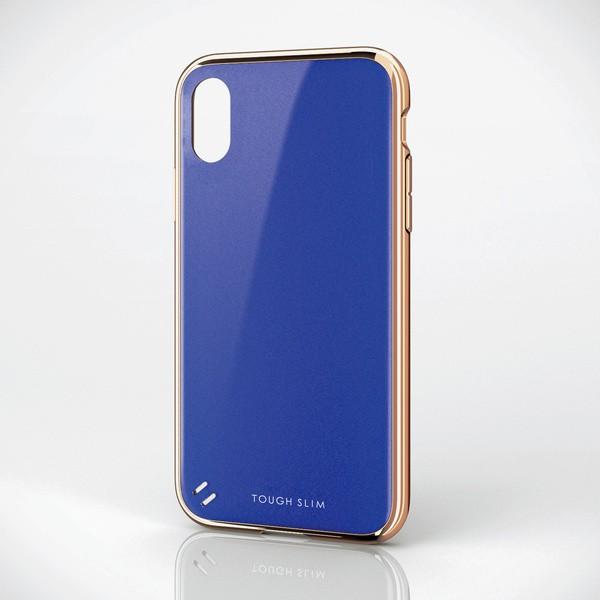 ELECOM iPhone X iPhone XS TOUGH SLIM サイドメッキ ブルー 全周に配置した独自設計のエアクッションが効率的に衝撃を吸収 PM-A18BTSGMBU｜blankmedia