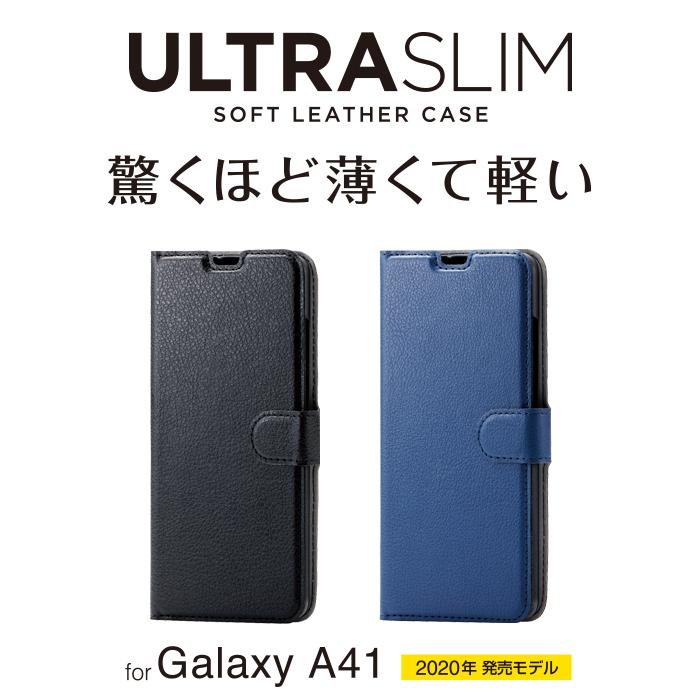 ELECOM Samsung Galaxy A41 SC-41A SCV48 ソフトレザーケース ブラック ステッチ 薄型 マグネットスナップ付  カードポケット付 スタンド機能付 PM-G202PLFU2BK :SC0267:ブランクメディア - 通販 - Yahoo!ショッピング