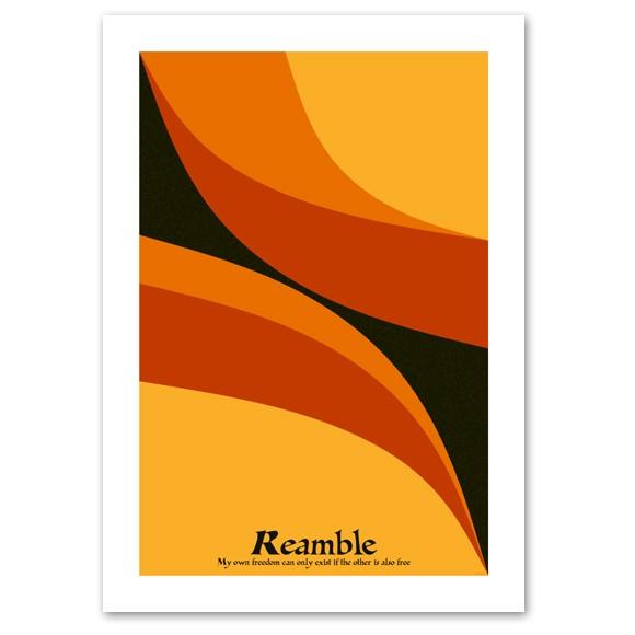 インテリアアートポスター A3サイズ 『Reamble オレンジ』 レトロ