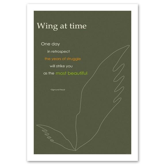 インテリアポスター A3サイズ 『Wing ダークグレー』 イラストアート 北欧スタイルポスター｜blankwall