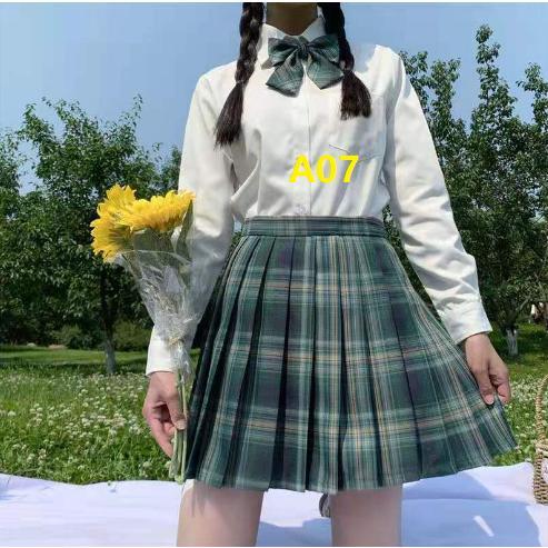 制服 上下セット セーラー服 チェック柄 グリーン セット 学生制服 半袖 リボン プリーツスカート レディース 卒業式 コスプレ ミニスカート｜blare-store｜07