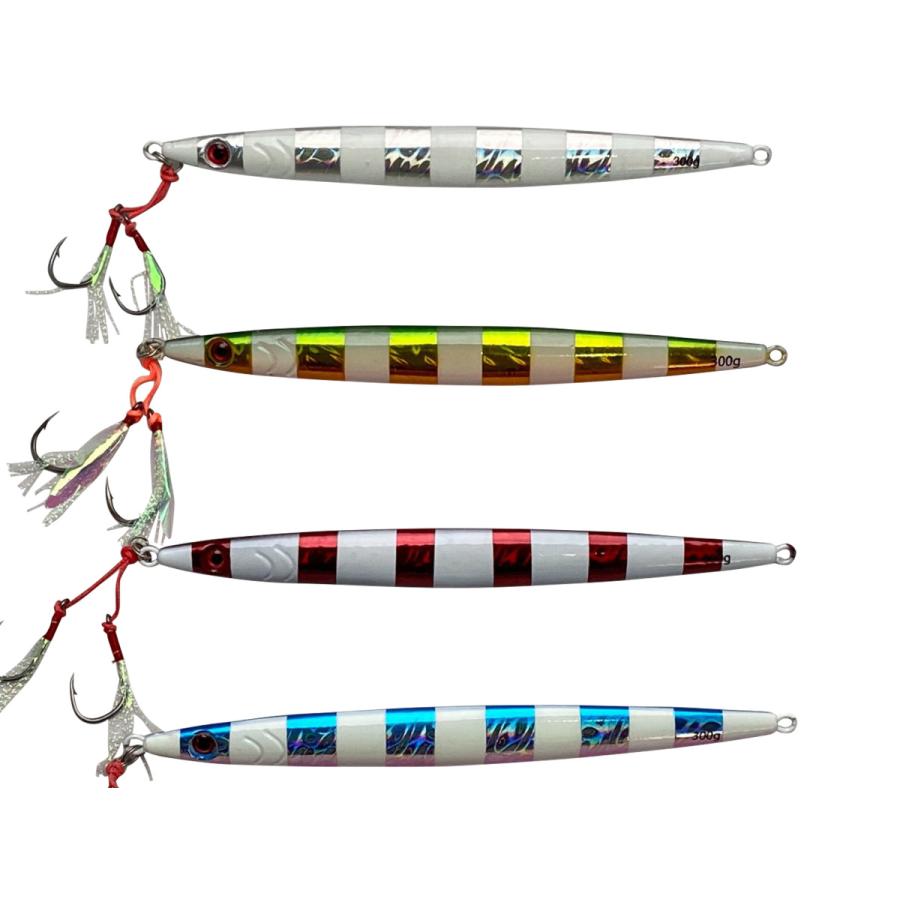 単品販売 メタルジグ 300g セミロング 左右非対称 ゼブラグロー