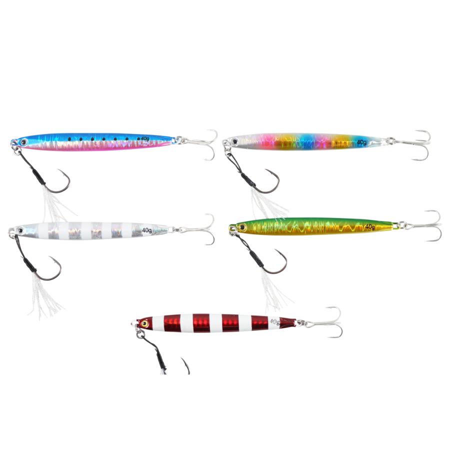 5色SET 40g メタルジグ ロングボディ jig ショアジギング 亜鉛合金