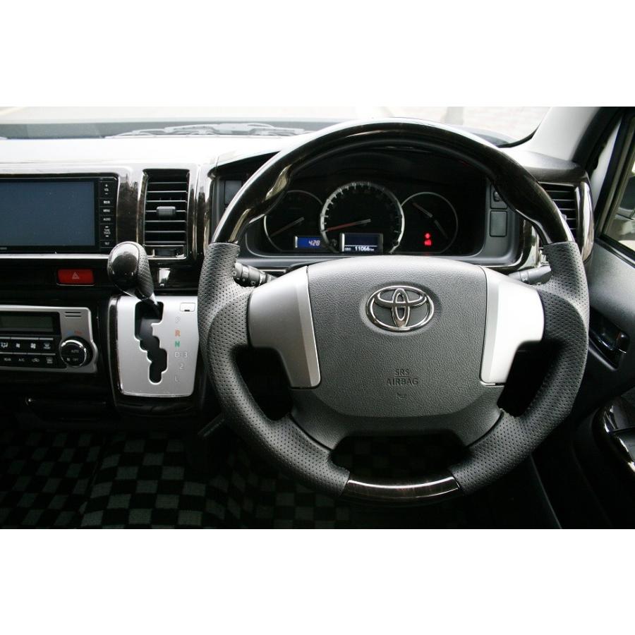 ハイエース ステアリング シフトノブSET 200系 4型 5型 6型 7型 ダーク