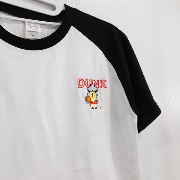 ハシビロコウ×DUNKの刺繍入りラグランＴシャツ　「ホワイト×ブラック」バイカラー　男女兼用　5.6オンス｜blatt-shisyu｜03