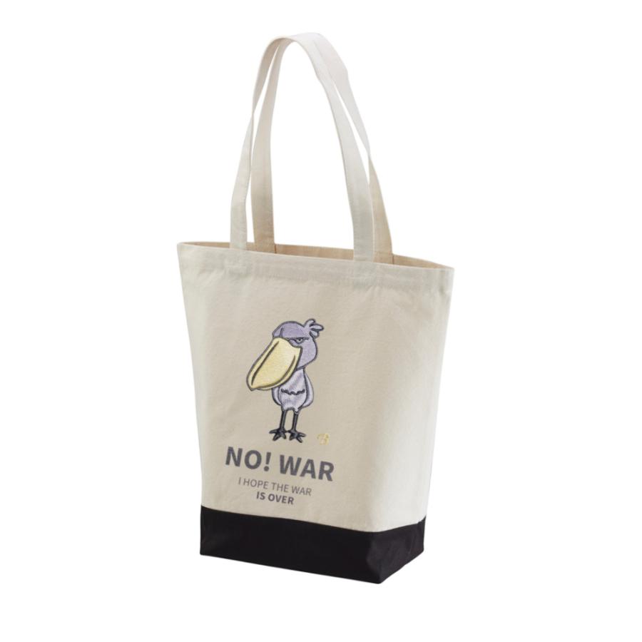 イケメン「ハシビロコウ」のプリントトートバッグ 刺繍デザイン