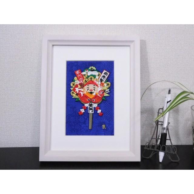 商売繁盛 酉の市の熊手（大黒様）インテリア刺繍 額入り : Blatt刺繍