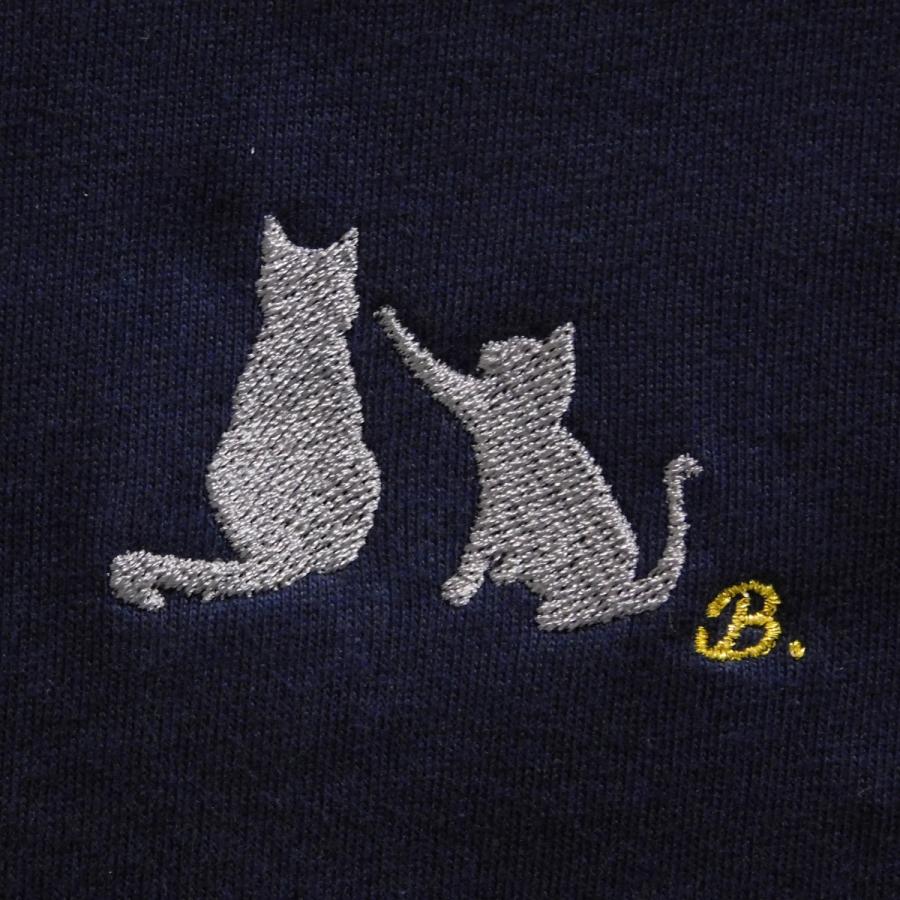 猫とねこの刺繍入りTシャツ 6.2オンス 男女兼用 ギフト 誕生日 可愛い 