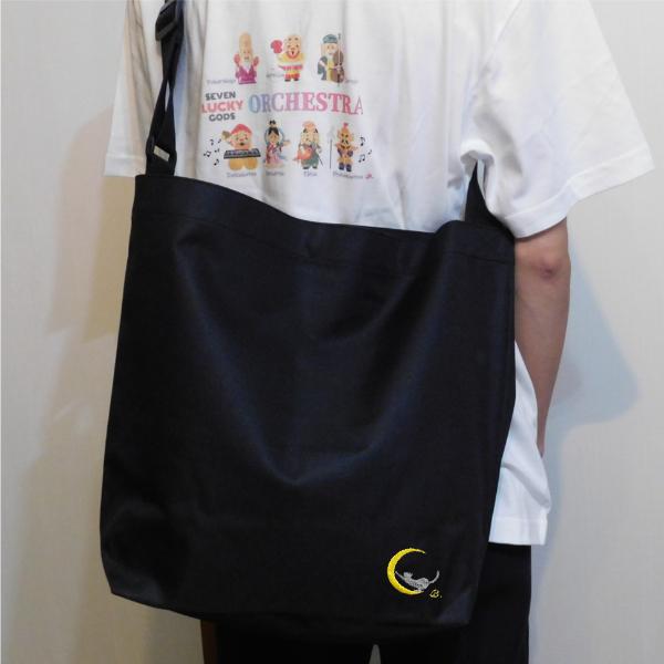 三日月と猫の刺繍入りショルダーバッグ 2wayバッグ 誕生日 プレゼント 