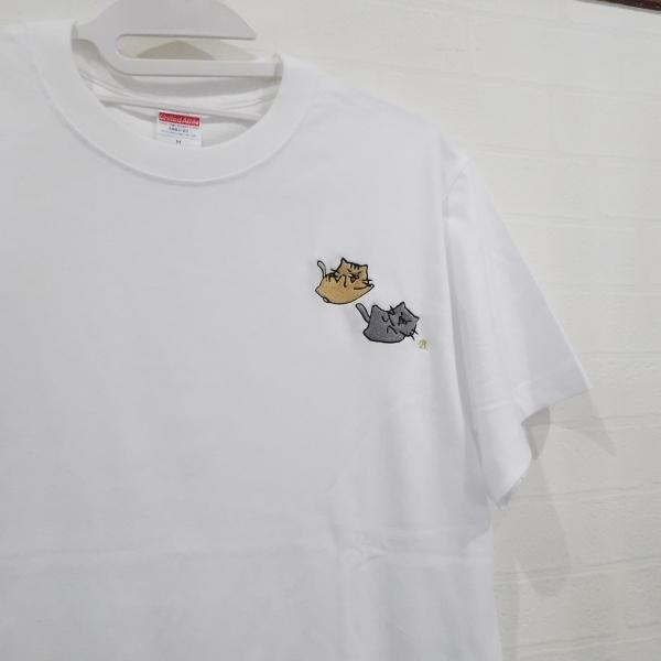 プロレスを楽しむ猫の刺繍入りTシャツ　6.2オンス　男女兼用　プレゼント｜blatt-shisyu｜02