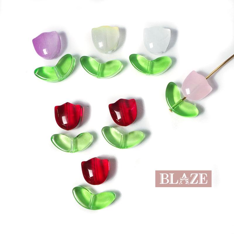 BLAZE ガラスビーズ 3セット入り チューリップ 商用利用可 花びら約9