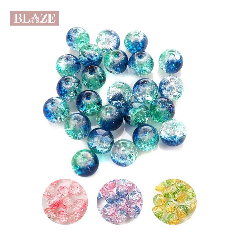 BLAZE 24個入り ヒビガラス ビーズ カラー 8mm クラックビーズ グラス 