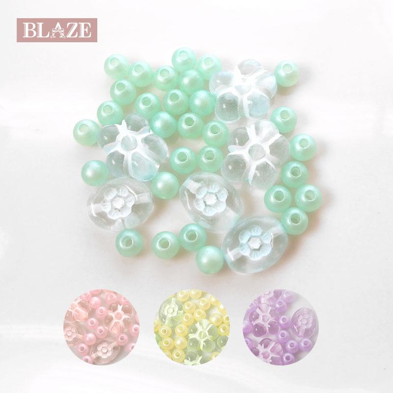 BLAZE 36個入り アクリルビーズ マット フラワー ミックス 花 艶消し