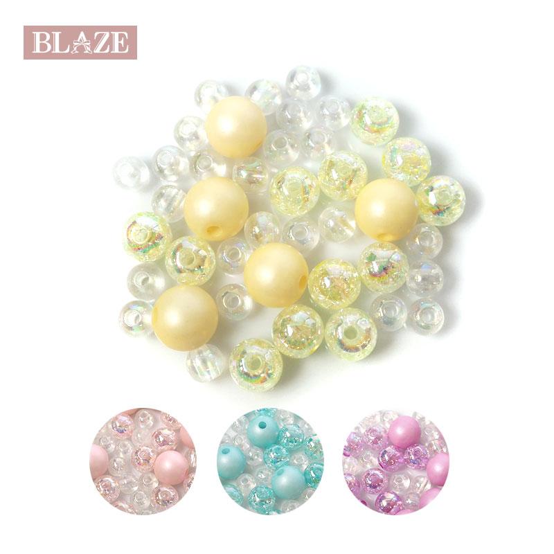BLAZE 42個入り アクリルビーズ マット オーロラ ミックス 艶消し