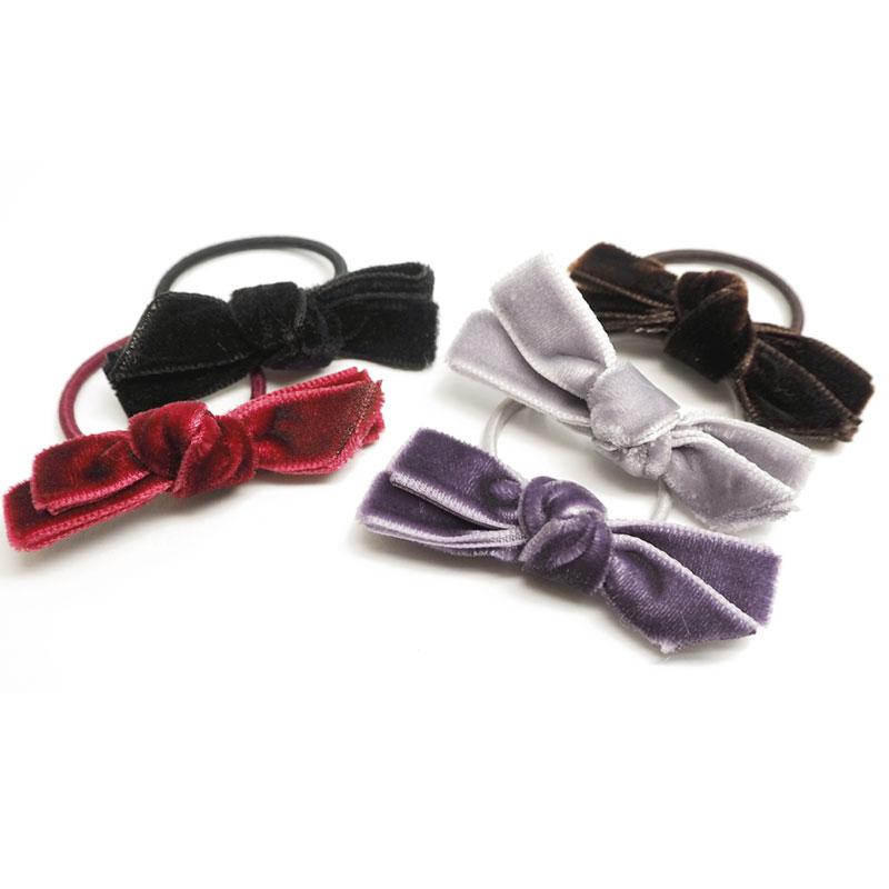 BLAZE ヘアゴム ベロア リボン シンプル 2個セット ブラック 黒