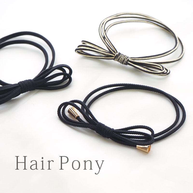 BLAZE ヘアゴム リボン 結び モノトーン ブラック ゴールド 全3種 ヘア