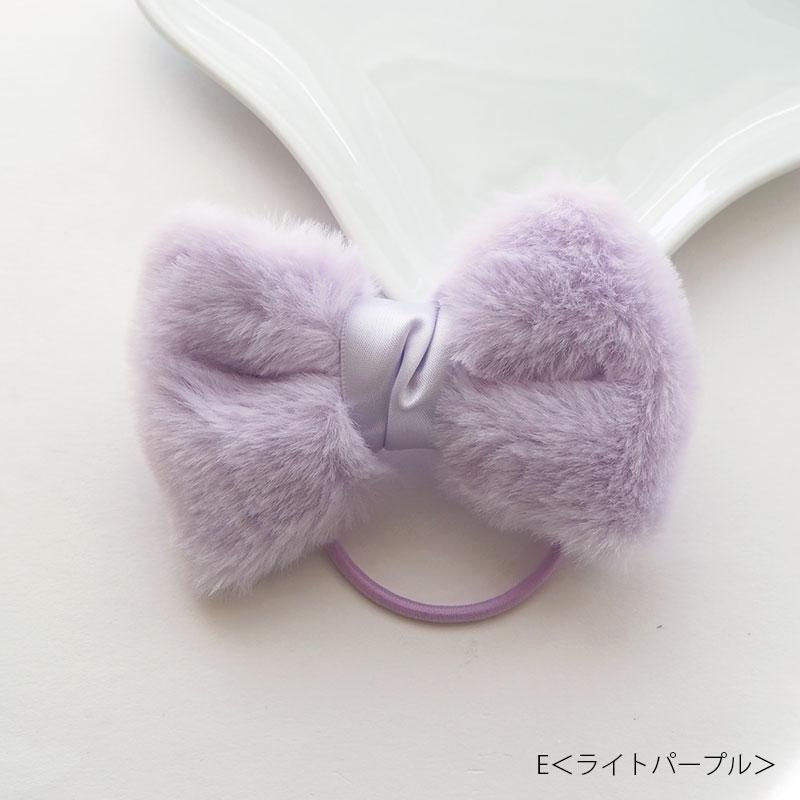 ヘアゴム ポニー ふわふわ リボン フェイクファー 大ぶり 子供 大きめ