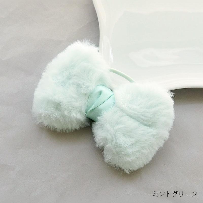 BLAZE ヘアゴム ふわふわ リボン フェイクファー エコファー ヒョウ柄