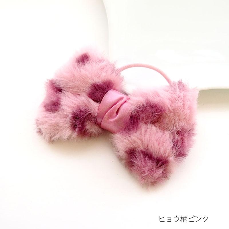 BLAZE ヘアゴム ふわふわ リボン フェイクファー エコファー ヒョウ柄