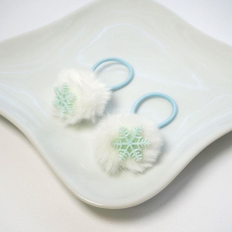 2個入り ヘアゴム スノークリスタル フェイクファー ポンポン BLAZE