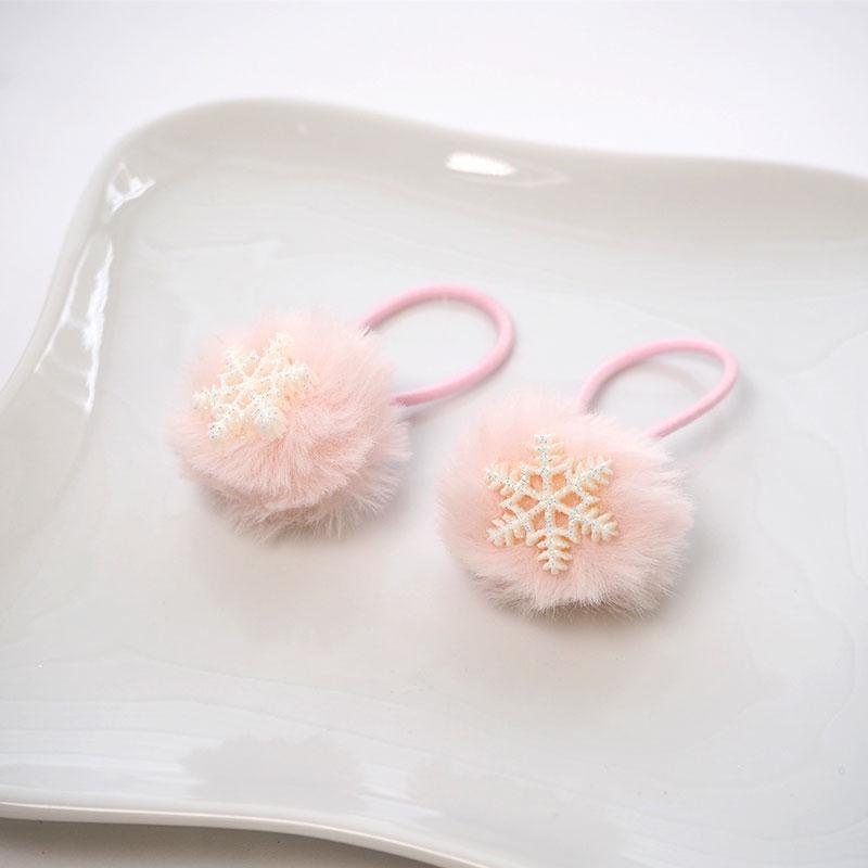 2個入り ヘアゴム スノークリスタル フェイクファー ポンポン BLAZE