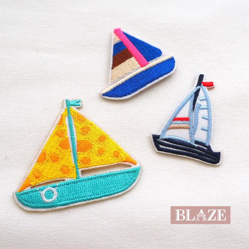 BLAZE ワッペン アイロン 接着 刺繍 アップリケ 乗り物 ヨット マリン