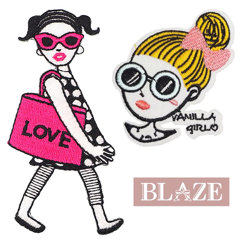 BLAZE ワッペン アイロン 接着 ガール ハンドメイド 手芸 刺繍 女の子