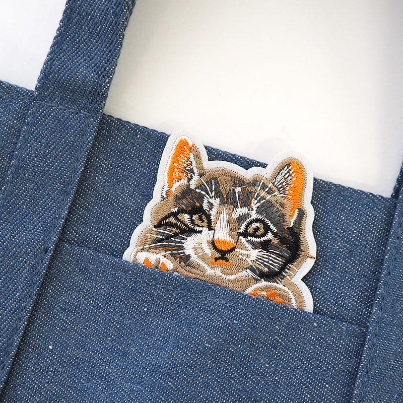 BLAZE ワッペン アイロン 接着 刺繍ワッペン ねこ ネコ フェイス