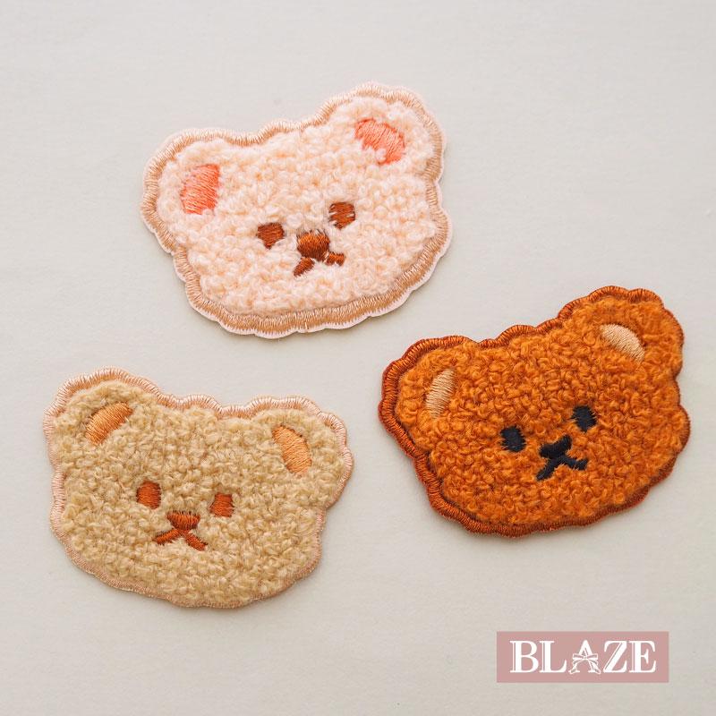 BLAZE ワッペン アイロン 接着 刺繍 くま もこもこ アップリケ