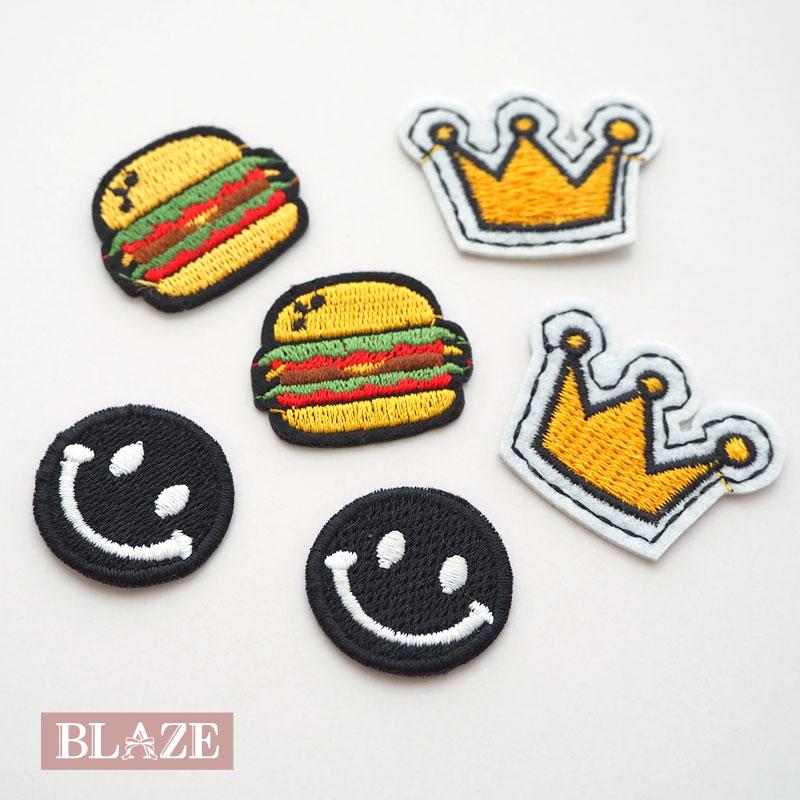 刺繍ワッペン 2個セット アイロン 接着 ミニ BLAZE ハンドメイド  